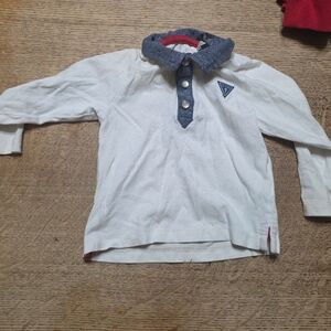 Guess White and Gray Kids Polo Shirt